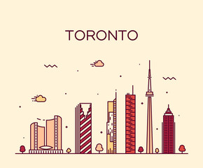 Obraz premium Toronto skyline trendy vector illustration linear