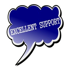 Excellent Support white stamp text on blueblack Speech Bubble