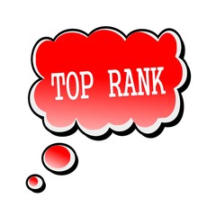 Top Rank white stamp text on red Speech Bubble