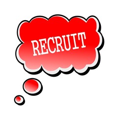Recruit white stamp text on red Speech Bubble