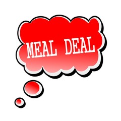 Meal Deal white stamp text on red Speech Bubble