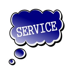 Service white stamp text on blueblack Speech Bubble
