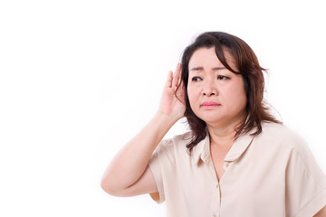 Fototapeta premium middle aged woman listening to bad news