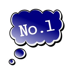 number one white stamp text on blueblack Speech Bubble