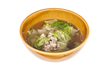 Soup made from pork and vegetable, Isolated