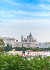 Naklejka premium Madrid Skyline with the Royal Palace and the Almudena Cathedral