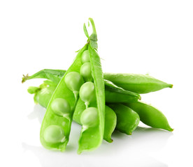 Pea pods isolated on white