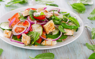 Fresh salad with chicken breast.