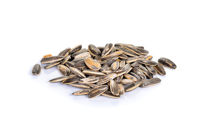 Sunflower seeds on white background