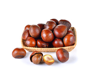 Roasted Chestnut on white background