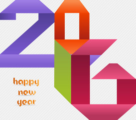 Creative happy new year 2016 colorful origami design