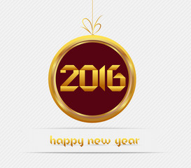 Creative happy new year 2016 greeting card design. Golden origami symbol
