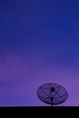 satellite dish on twilight background.communication technology network equipment