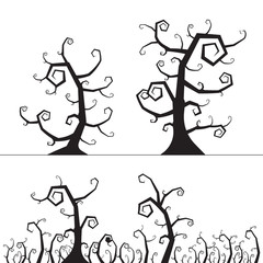 Spooky tree halloween element. vector illustration.