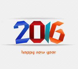 Happy new year 2016 banner, origami illustration. Calendar cover design