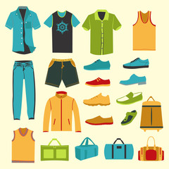 Set of men clothes and accessories icons