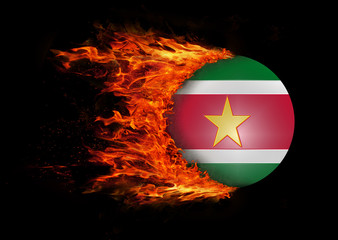 Flag with a trail of fire - Suriname