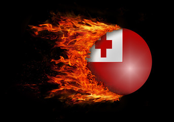 Flag with a trail of fire - Tonga
