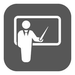 The teacher icon. Training and presentation, seminar, learning symbol. Flat