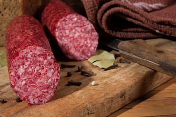 Still life with  sausage