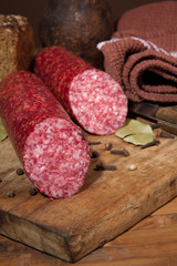 Still life with  sausage
