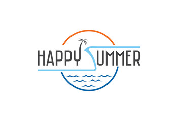 Happy summer logo vector illustration