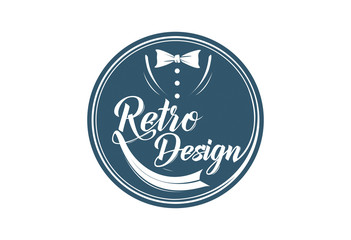 Retro design tuxedo logo vector illustration typographic