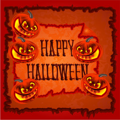Happy Halloween frame with pumpkins vector