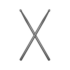 Crossed pair of black wooden drumsticks