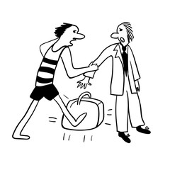 impostor in a business suit, comic vector illustration