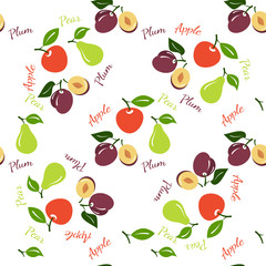 Apple, pear seamless pattern