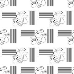 Apples and pears seamless pattern contour icons