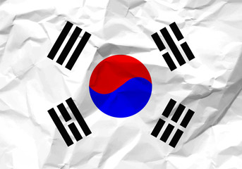 crumpled paper South Korea flag