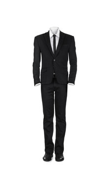 blank male business suit isolated on white background