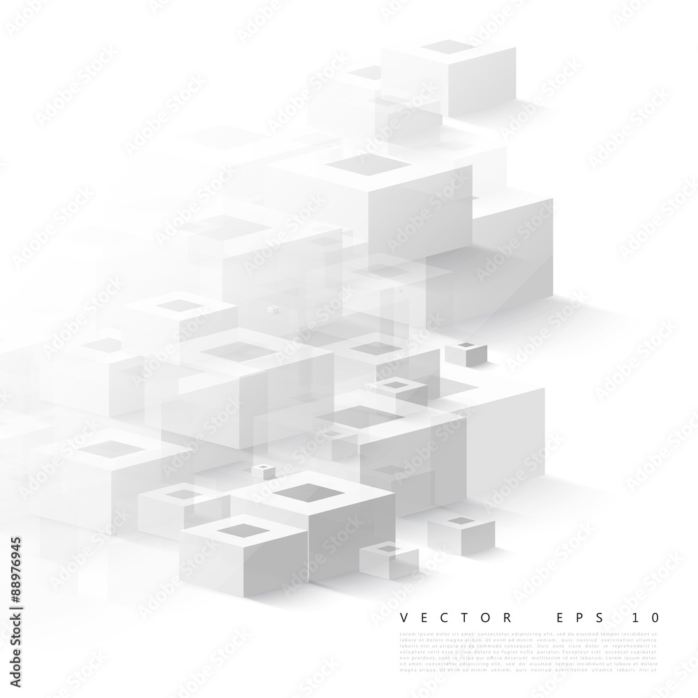 Wall mural vector abstract geometric shape from gray cubes.
