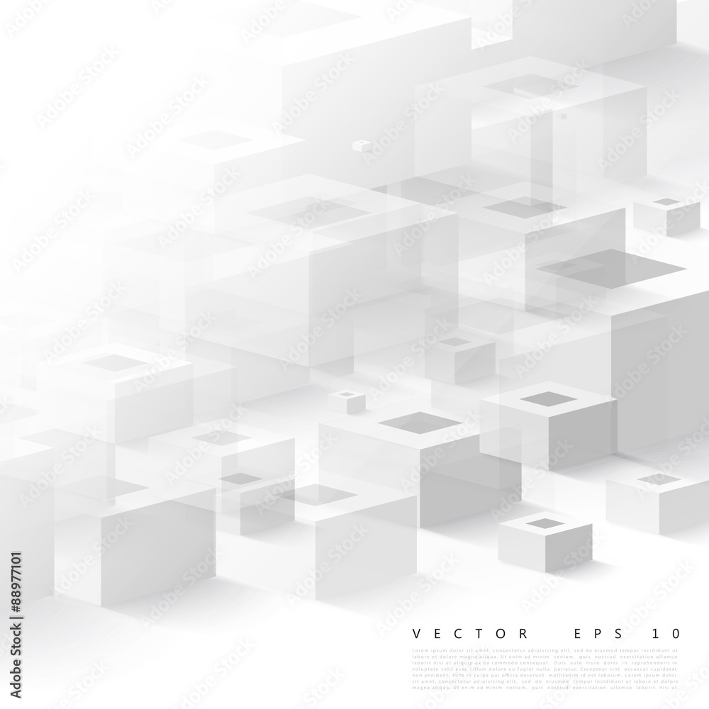 Wall mural vector abstract geometric shape from gray cubes.