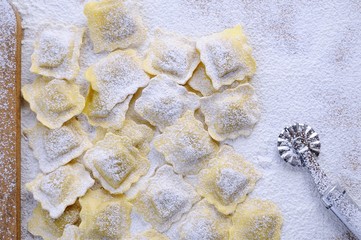 Preparing fresh ravioli..