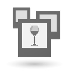 Isolated group of photos with a cup of wine