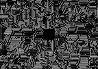 Circuit Board Seamless Texture. Black and White