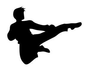 Fototapeta na wymiar silhouette man kicking