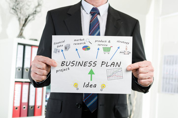 Businessman showing business plan concept