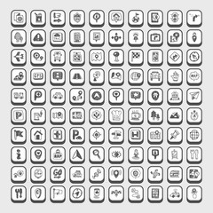 doodle map GPS Location icons
