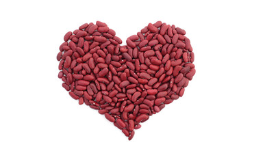 Fototapeta na wymiar Red kidney beans in a heart shape
