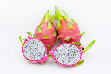 Dragon Fruit isolated against white background.