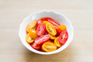 Cherry Tomatoes in White Bowl