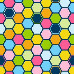 Seamless pattern with color hexagons