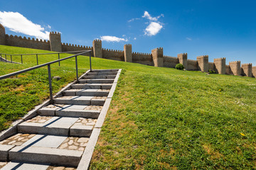 Fototapeta na wymiar Scenic medieval city walls of Avila, Spain, UNESCO list