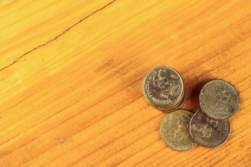 coins on the table. close-up