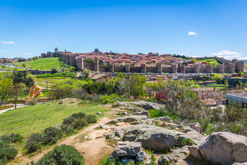 Obraz na płótnie Canvas Panoramic view of the historic city of Avila, Castilla y Leon, S