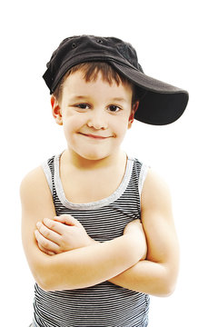 Fashionable little boy.Hip-Hop Style. Funny Child in Cap